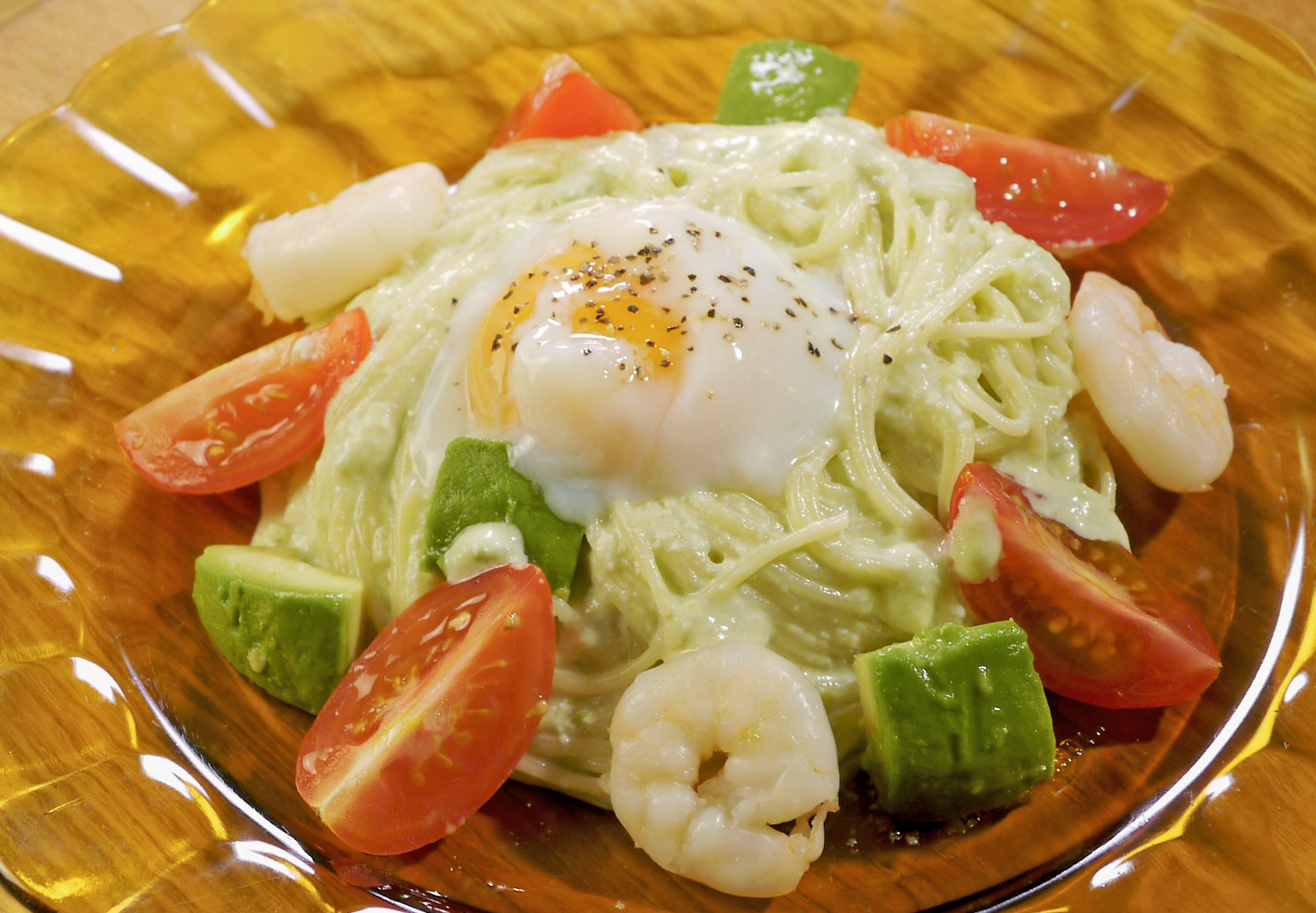 アボカドと豆腐の冷製パスタ